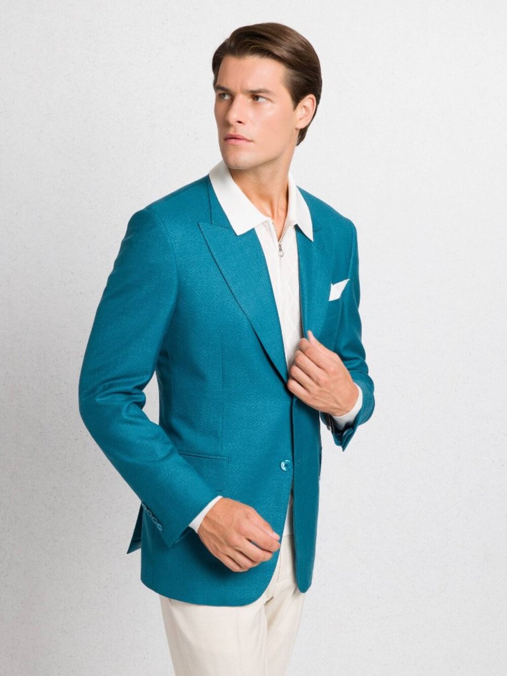 Vintage Y2k Guess Men's Teal Single-Button Blazer - Relaxed Fit size L